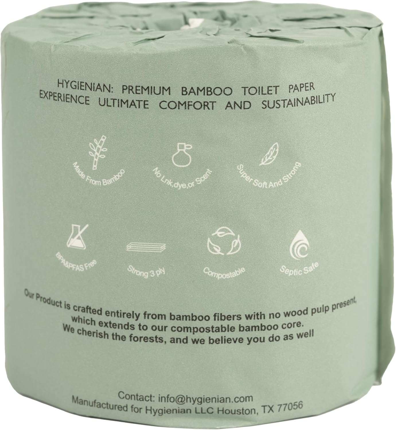 Hygienian 100% Bamboo Toilet Paper – 48 Mega Rolls, 3-Ply – FSC Certified, Plastic-Free & Tree-Free Eco-Friendly, Sustainable, Biodegradable & Soft Tissue – Septic Safe & Compostable